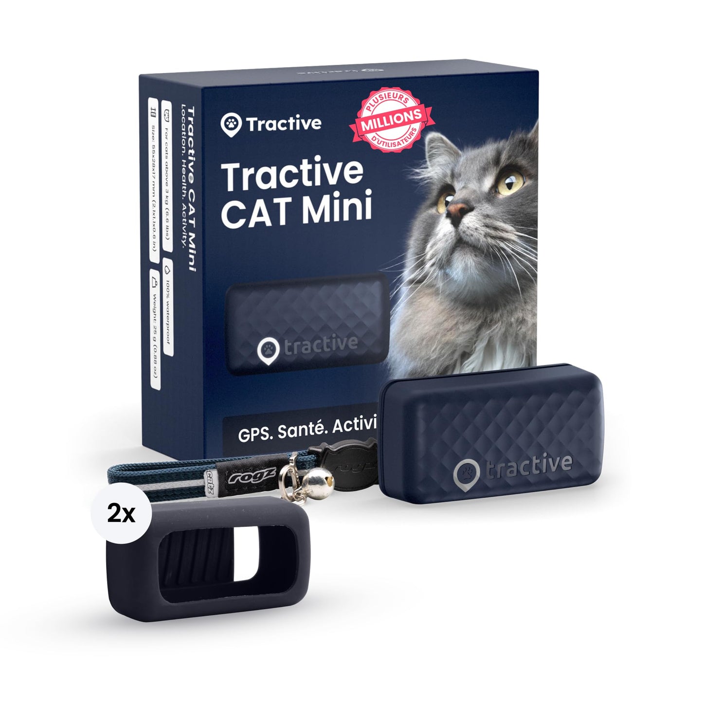 Tractive – Collier GPS Chat Connecté Mini | N° 1 des GPS pour Chats | Localisation en Direct | Historique de Localisation et Fonction Territoire | Collier de Sécurité Inclus (Menthe)