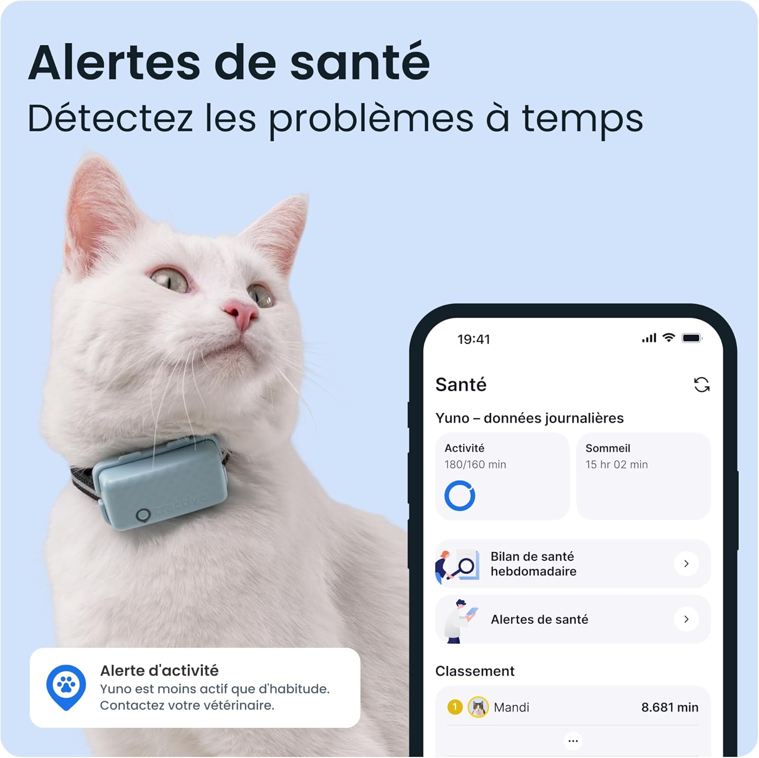 Tractive – Collier GPS Chat Connecté Mini | N° 1 des GPS pour Chats | Localisation en Direct | Historique de Localisation et Fonction Territoire | Collier de Sécurité Inclus (Menthe)