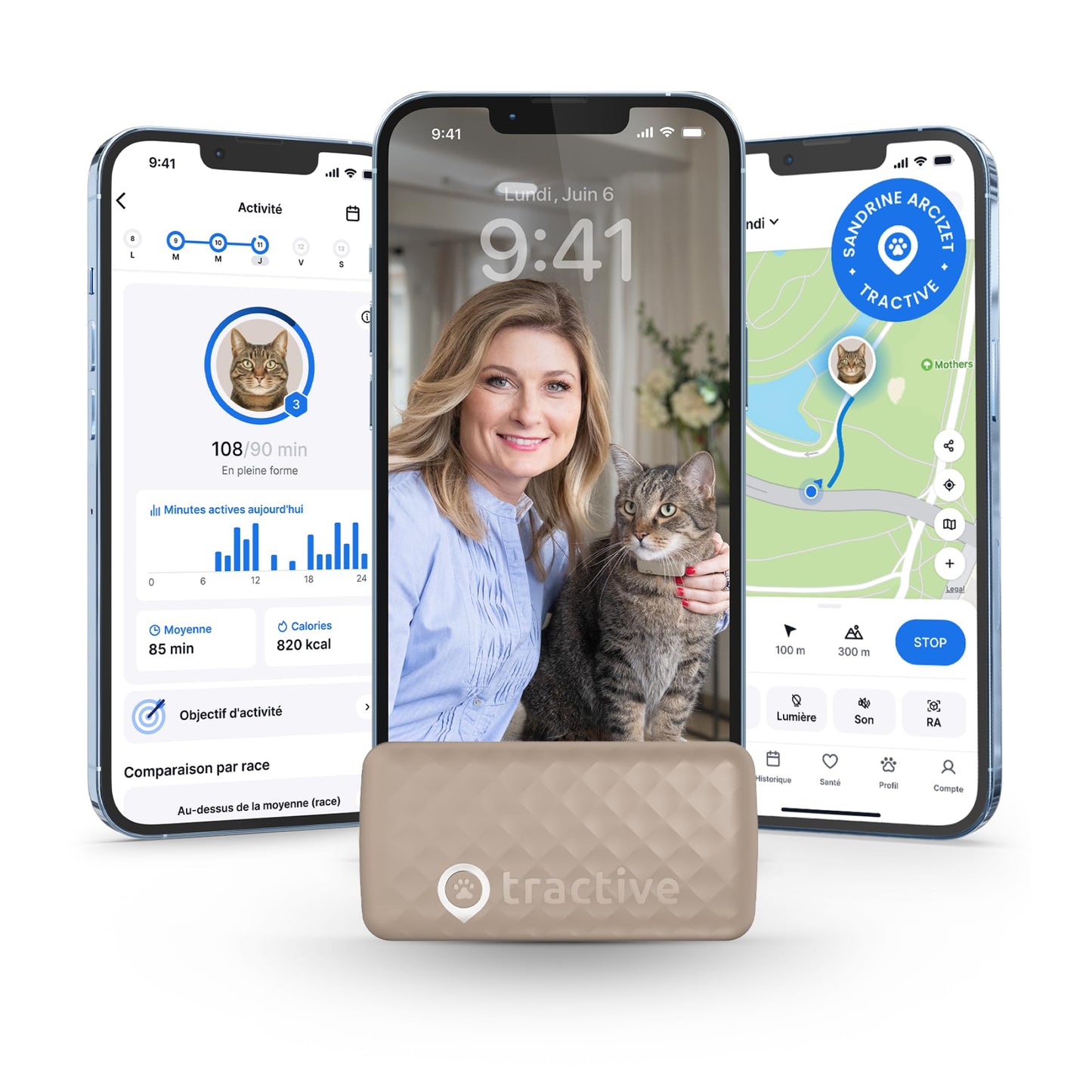 Tractive – Collier GPS Chat Connecté Mini | N° 1 des GPS pour Chats | Localisation en Direct | Historique de Localisation et Fonction Territoire | Collier de Sécurité Inclus (Menthe)