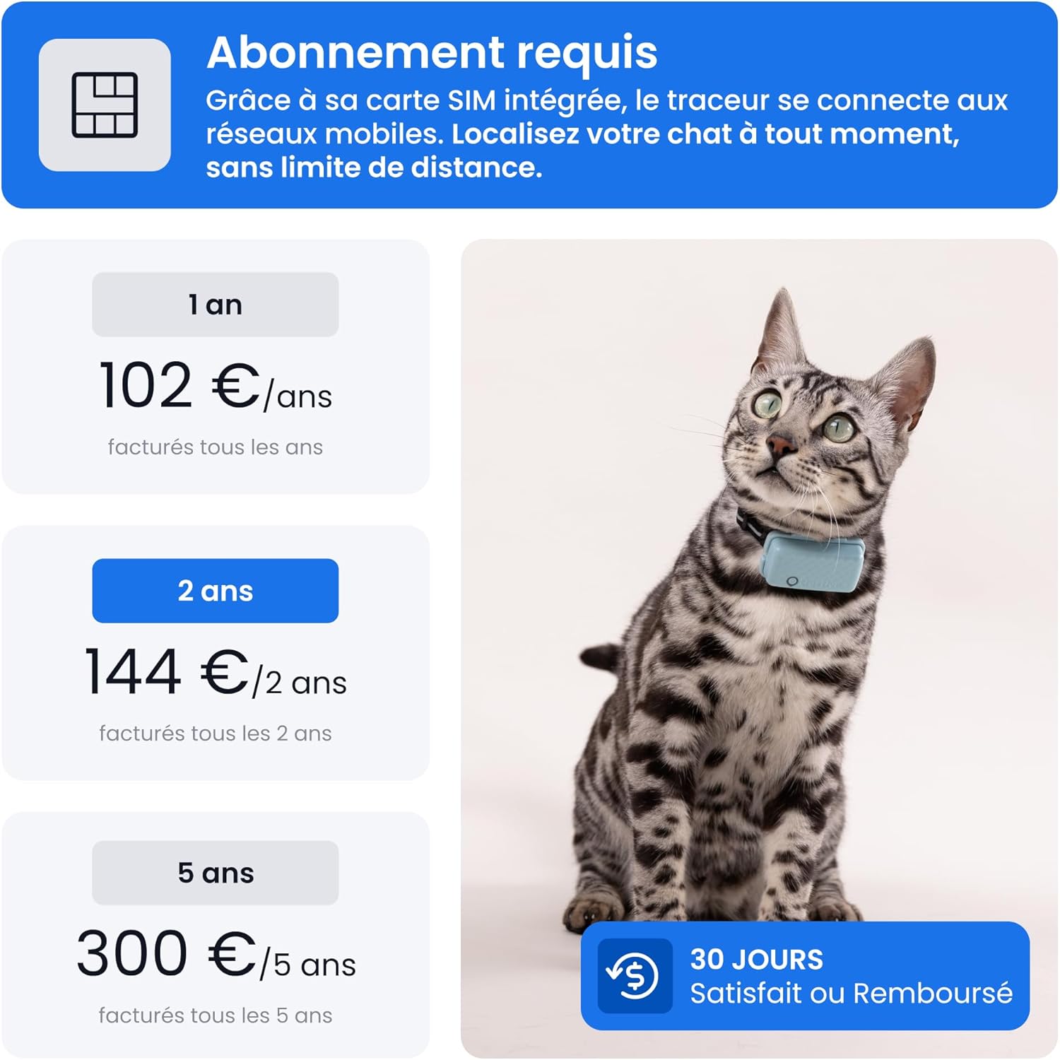 Tractive – Collier GPS Chat Connecté Mini | N° 1 des GPS pour Chats | Localisation en Direct | Historique de Localisation et Fonction Territoire | Collier de Sécurité Inclus (Menthe)